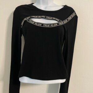 True Religion long sleeve top shirt with logo black Small
